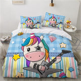 housse de couette enfant licorne guitare